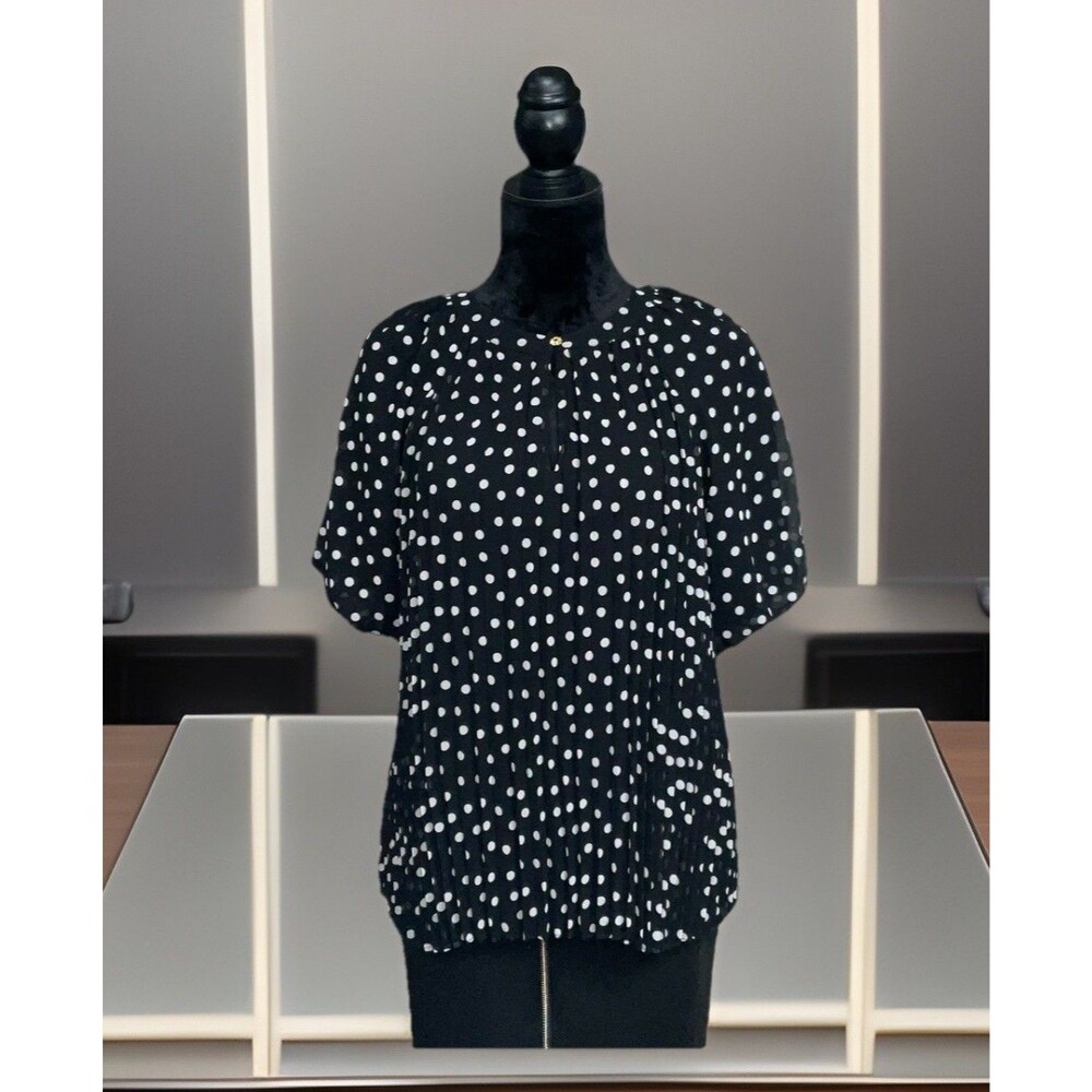 Karl Lagerfeld Paris Pleated Polka Dot Women Blouse Size SP